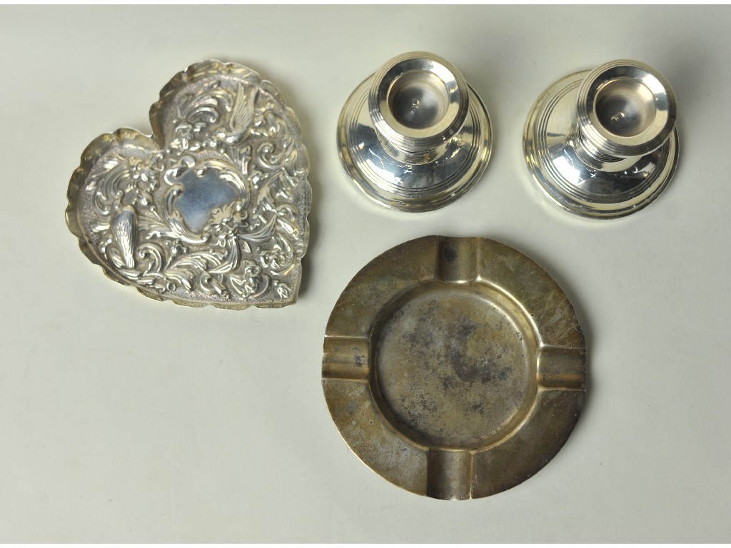 Appraisal: Lot comprising pair silver candl