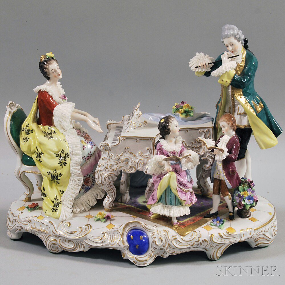 Appraisal: German Porcelain Plateau of a Musical Scene th century depicting