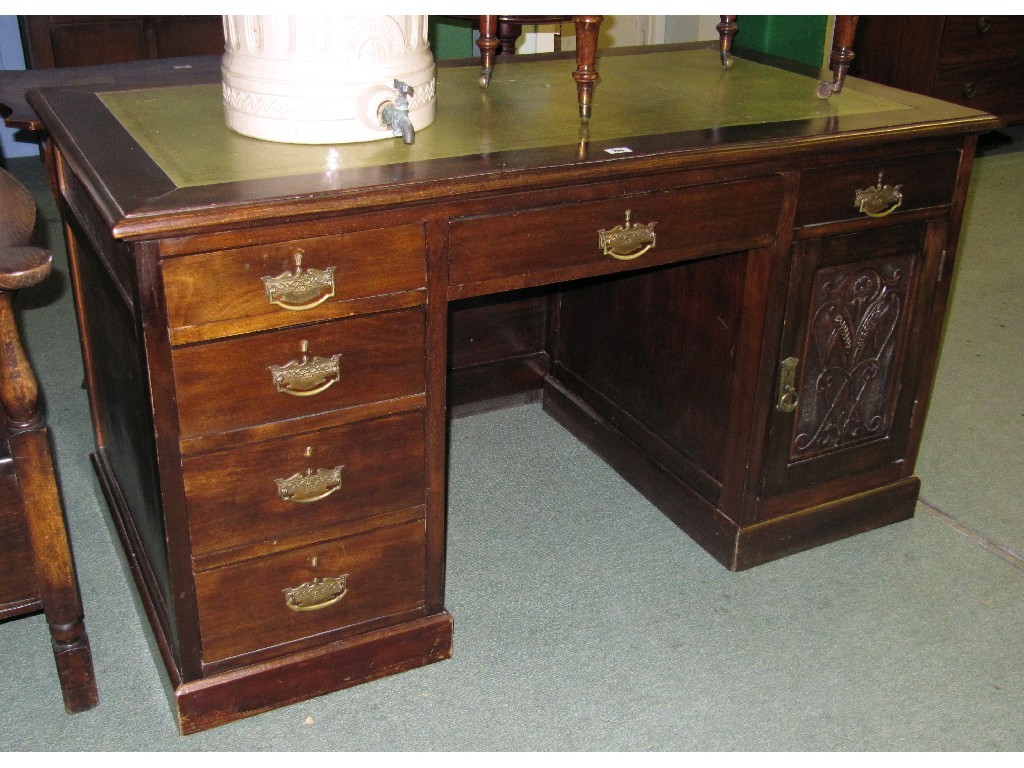 Appraisal: Knee hole desk with leather insert