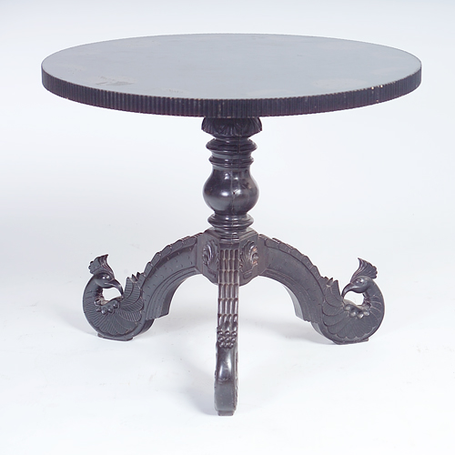 Appraisal: FRENCH ART DECO Ebonized lamp table the top decorated with