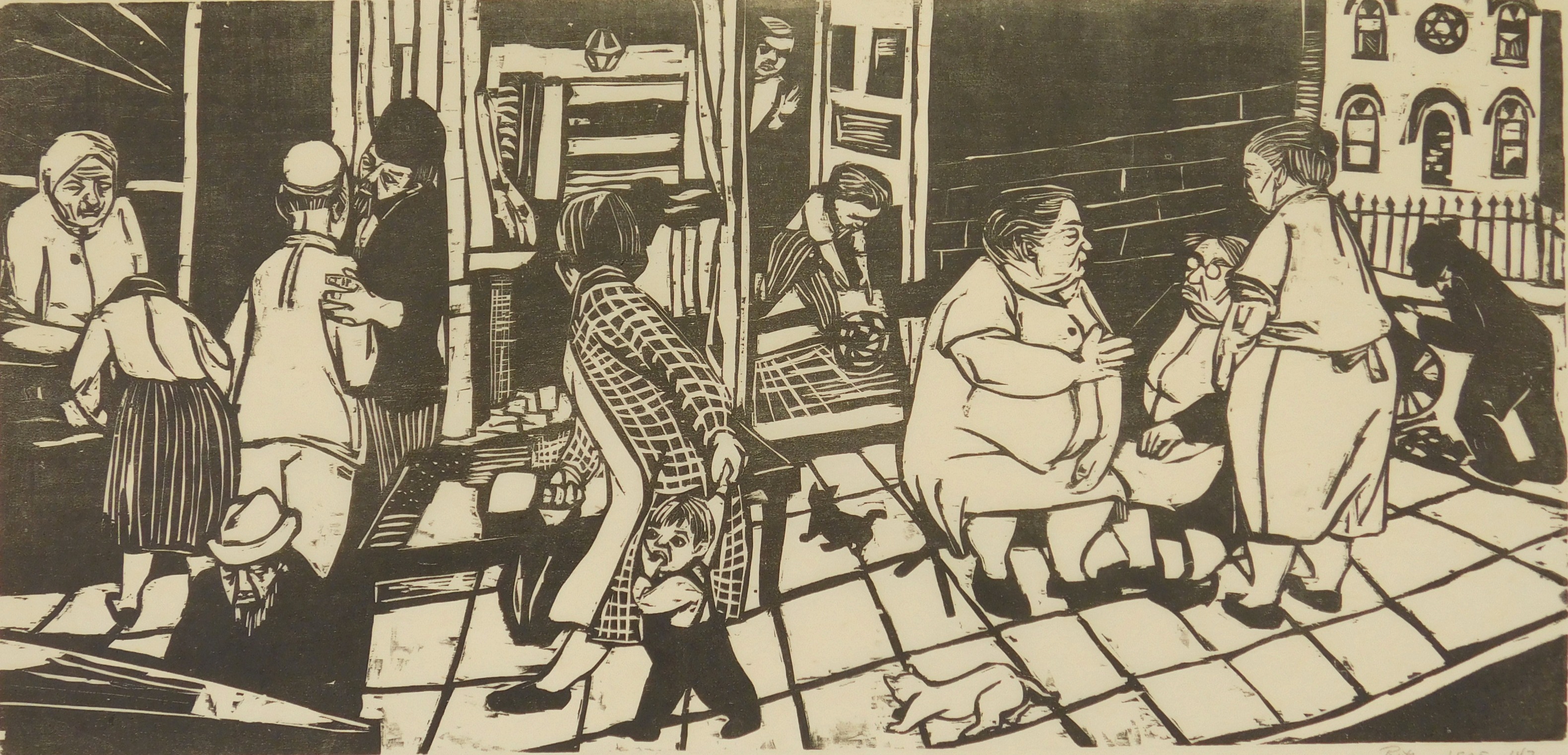 Appraisal: Ruth Leaf - Orchard Street''- woodcut signed titled dated and