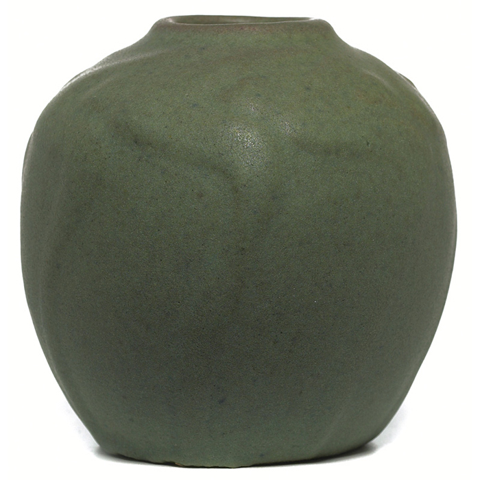 Appraisal: Van Briggle vase ca - rounded form with a carved