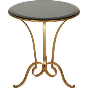 Appraisal: A Gilt Iron and Marble Side Table Height x diameter