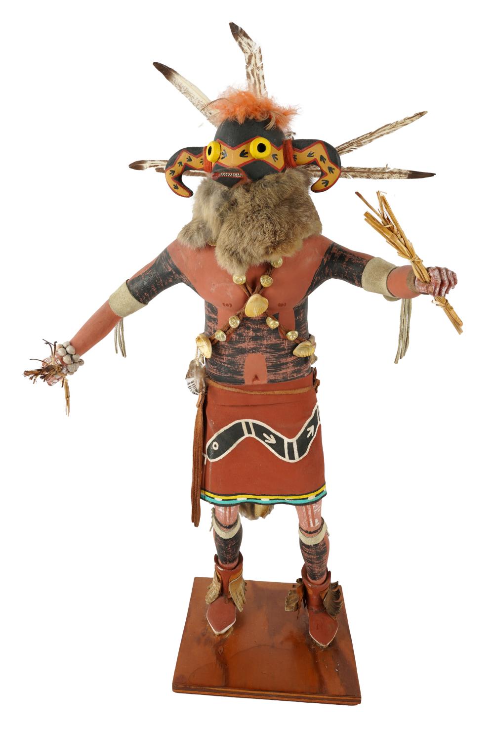 Appraisal: KACHINA DOLLpainted wood and mixed media unsigned inches high Condition