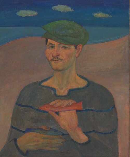 Appraisal: FRANK DININNO AMERICAN - x Self Portrait with Red Fish