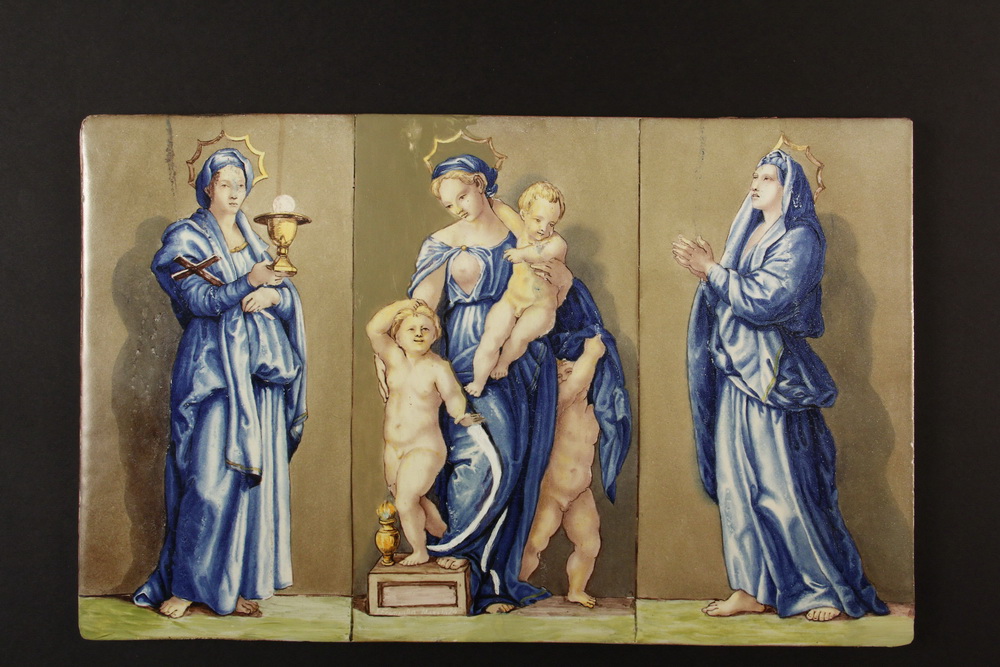 Appraisal: HANDPAINTED FRENCH TILE - Faith Hope and Charity by J