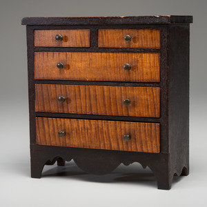 Appraisal: A Diminutive Federal Carved and Painted Poplar and Tiger Maple