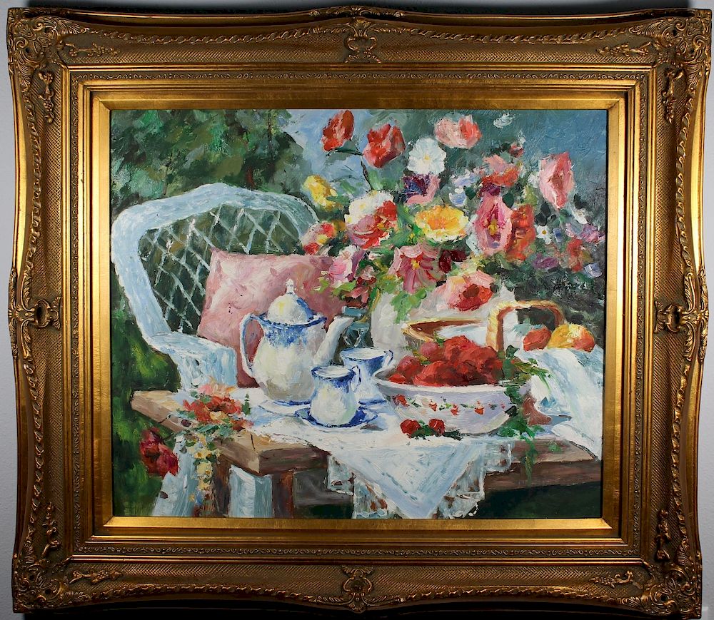 Appraisal: Large Contemporary Still Life Bouquet of Flowers Large Contemporary Still