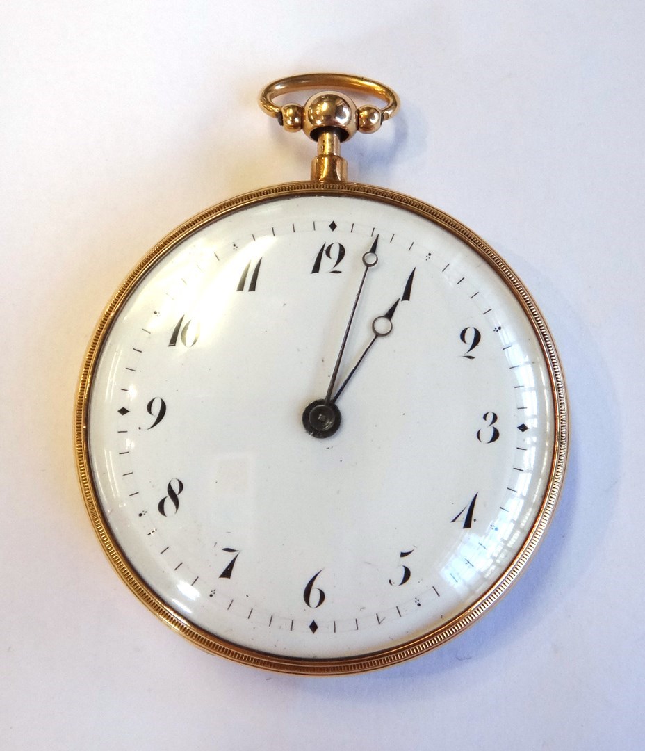 Appraisal: A gentleman's gold cased plunge repeating openfaced pocket watch with