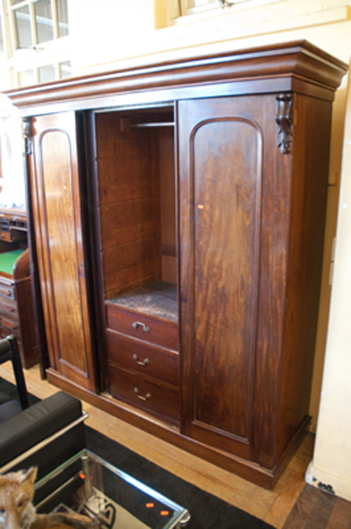 Appraisal: LATE VICTORIAN THREE DOOR FITTED ROBE AS IS