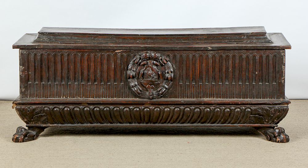 Appraisal: Late th C Italian Renaissance Carved Walnut Cassone Late th