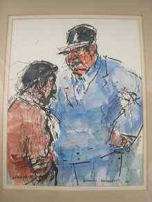 Appraisal: Roland Batchelor - watercolour and ink '' The Suspect ''