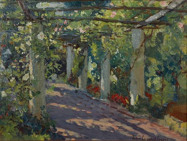 Appraisal: Colin Campbell Cooper American - Sun-dappled garden with trellis signed