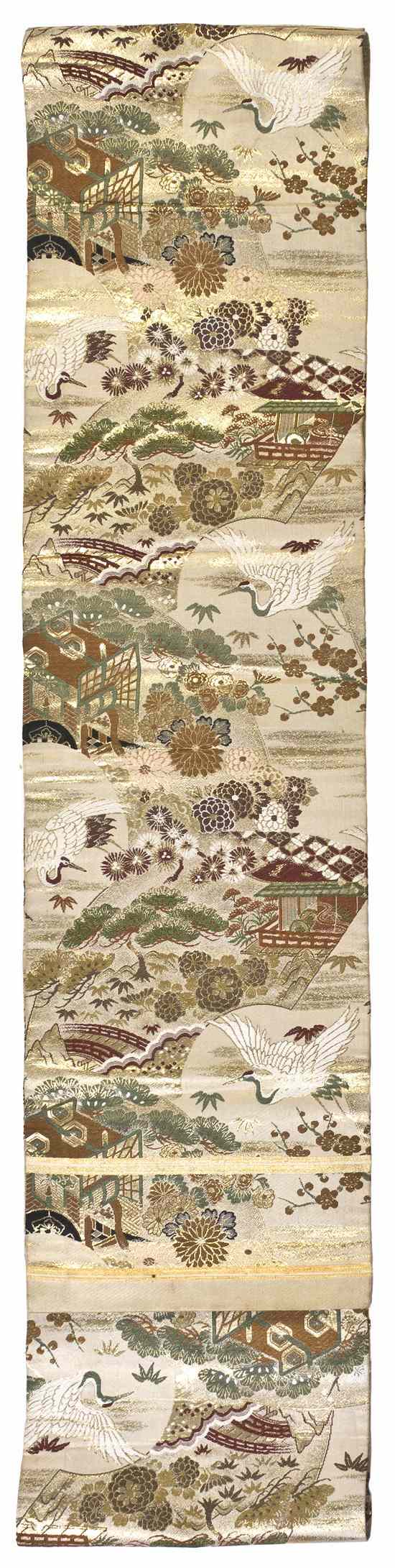 Appraisal: A Japanese Colored Silk Brocade Obi depicting scenes from the