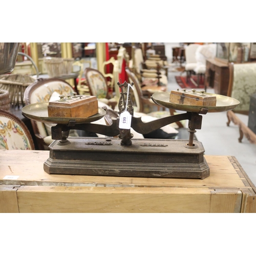 Appraisal: Set of French weighing scales with brass pans extra weights