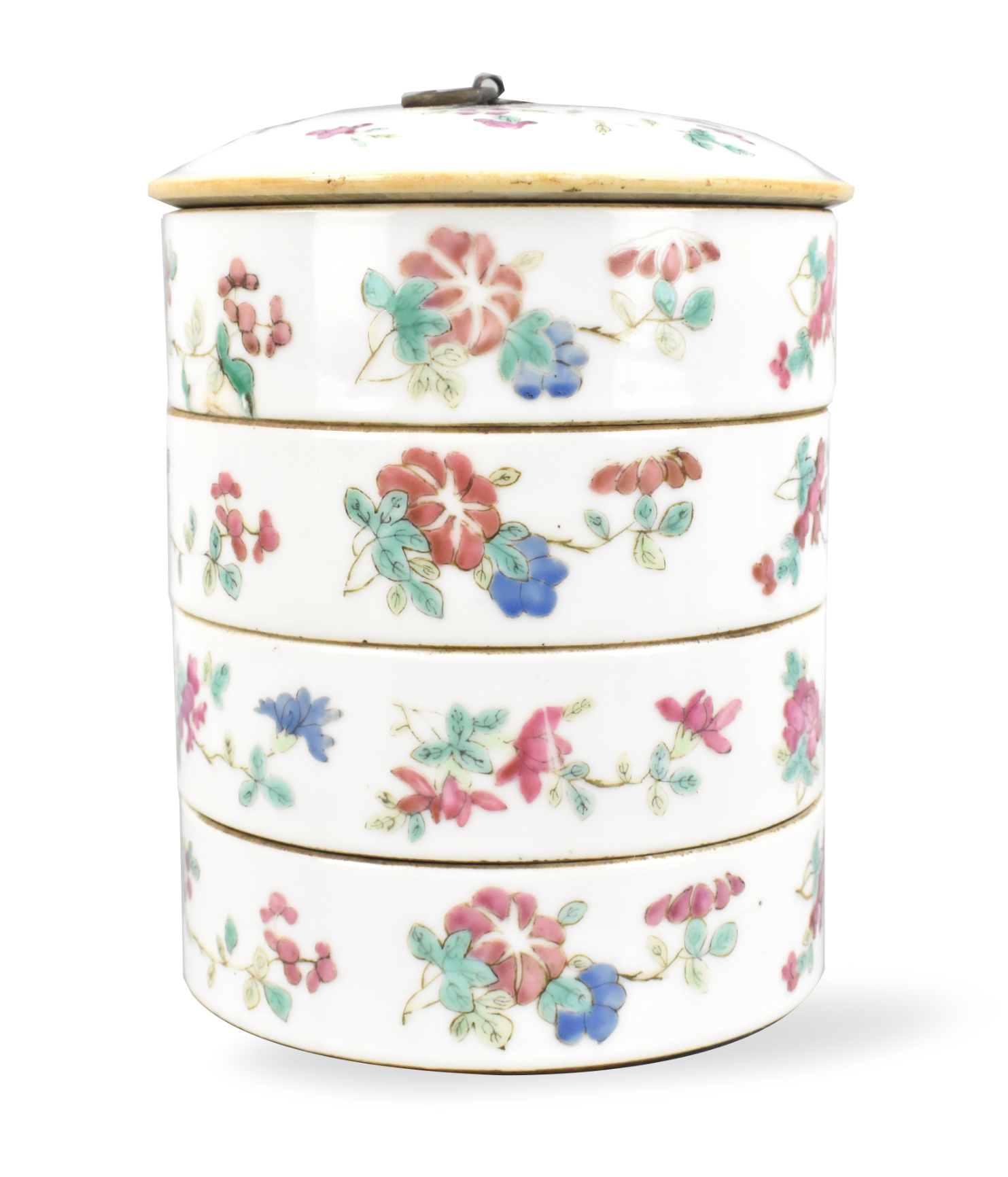 Appraisal: A Chinese famille rose covered stack box dating from the