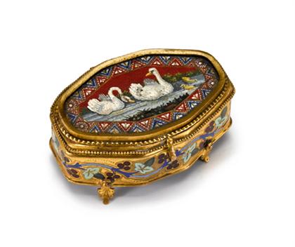 Appraisal: Italian micromosaic and enamel gilt metal bijouterie box late th