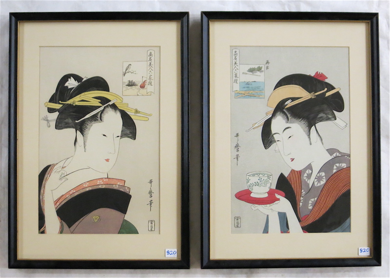 Appraisal: AFTER KITAGAWA UTAMARO TWO WOODCUTS Japan circa - Geishas Oban