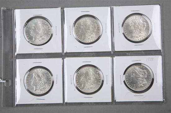 Appraisal: SIX MORGAN SILVER DOLLARS Years include -O -O and