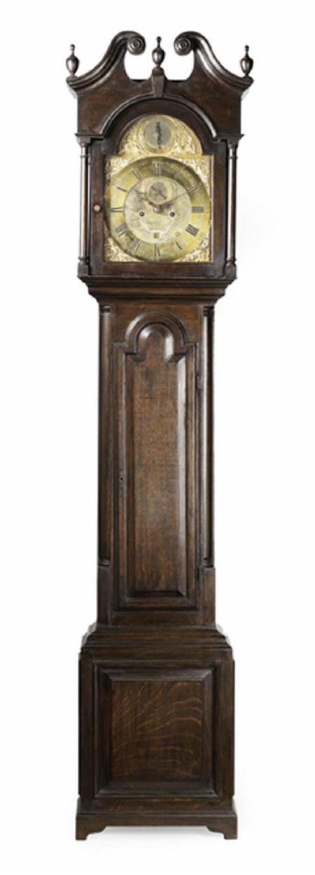 Appraisal: A George III oak longcase clock the arched brass inch