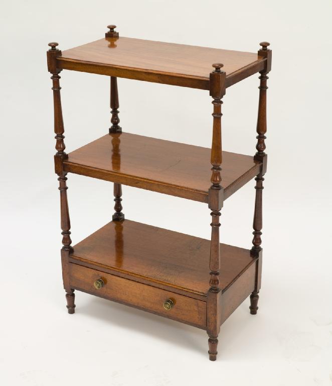 Appraisal: EARLY VICTORIAN MAHOGANY ETAGERE with three rectangular tiers joined by