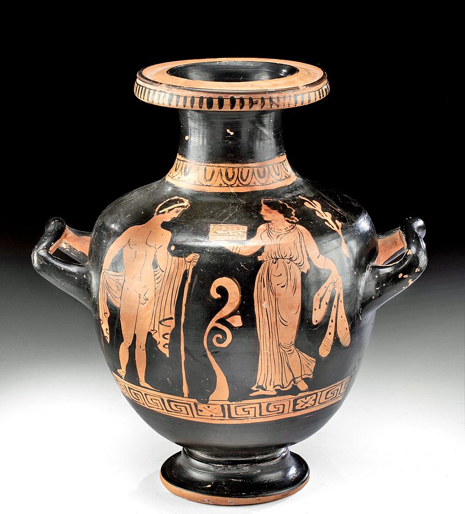 Appraisal: Greek Apulian Red-Figure Hydria Painter of Karlsruhe B Magna Graecia