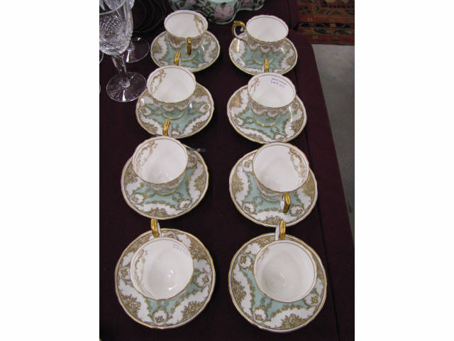 Appraisal: Set of Crown Staffordshire Demitasse cups saucers fine gold turquoise