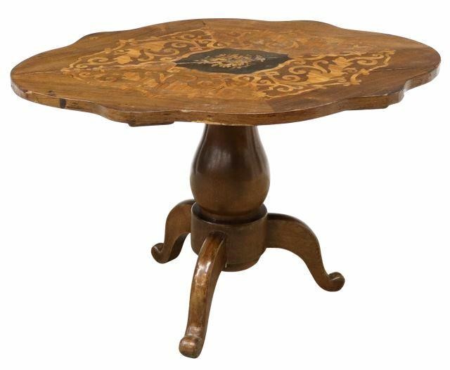 Appraisal: Italian pedestal table early th c having shaped tabletop with