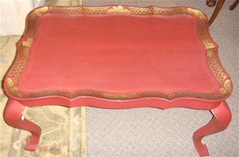 Appraisal: QUEEN ANNE STYLE RED CHINOISERIE COFFEE TABLE h w d