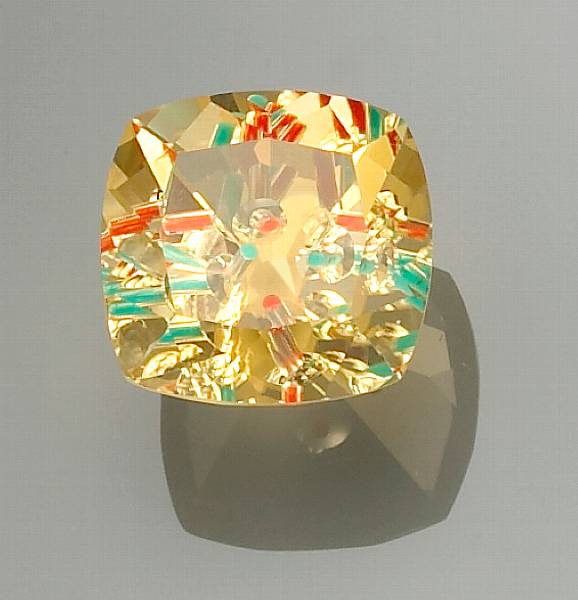 Appraisal: Citrine Gem Intrusion By Andrew Gulij A cushion-shaped lemon-yellow faceted