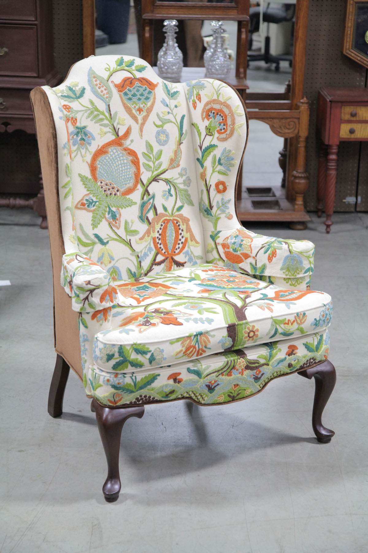 Appraisal: WOODMARK WINGBACK ARMCHAIR North Carolina late th century Mahogany frame