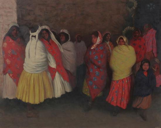 Appraisal: ELIAS RIVERA American b WOMEN GATHERING signed lower right Oil