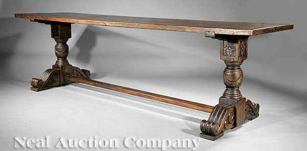 Appraisal: An Antique Italian Renaissance-Style Carved Walnut Refectory Table plank top