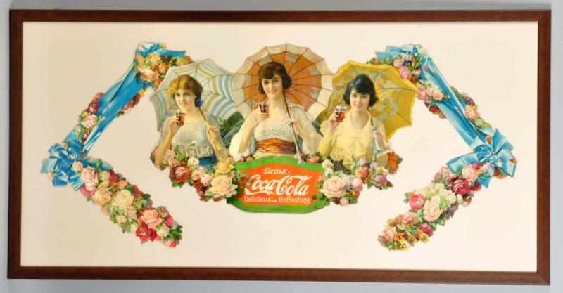 Appraisal: Coca-Cola Umbrella Girls Festoon Circa Nicely framed under plexiglass Very