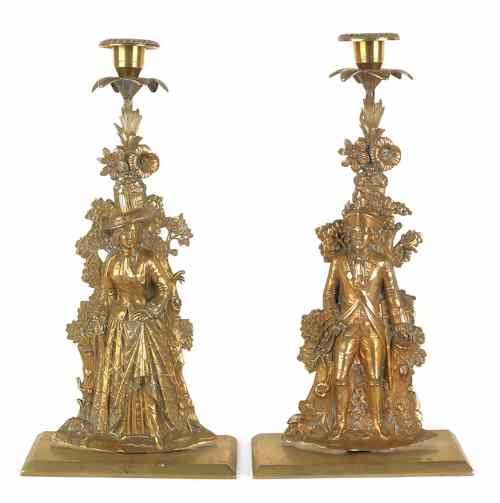 Appraisal: Pair of Cornelius Co gilt brass candlesticks of a colonial