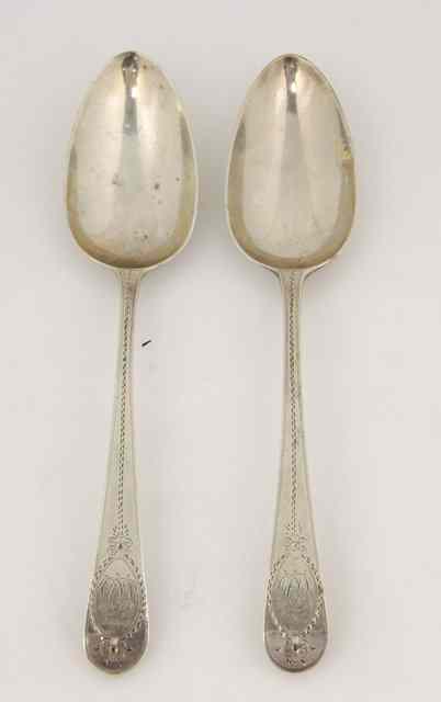 Appraisal: A pair of George III old English pattern silver table