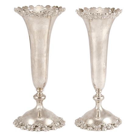 Appraisal: Pair of Sterling Silver Flower Vases Estimate -