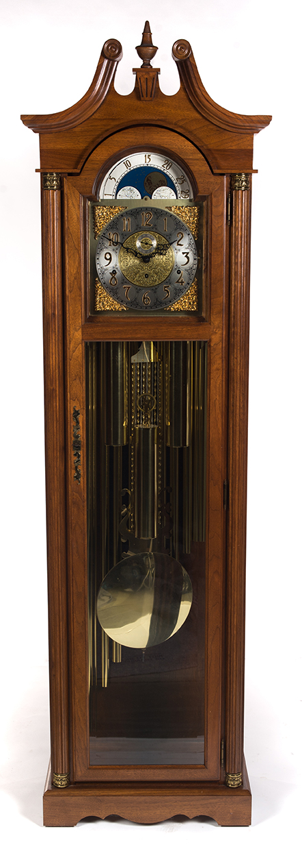 Appraisal: CONTEMPORARY GERMAN TALL CASE CLOCK Late th century mahogany Broken