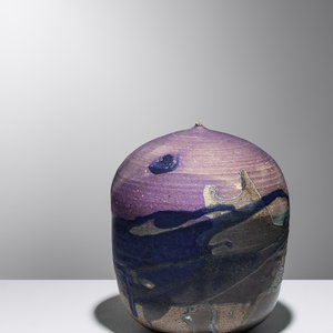 Appraisal: Toshiko Takaezu American - Closed Form with rattle raku-fired stoneware