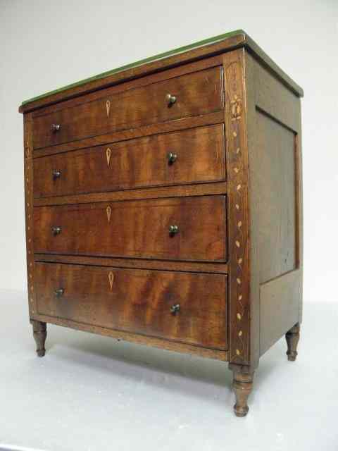 Appraisal: Circa Federal miniature four drawer inlaid chest Original pulls Inlaid