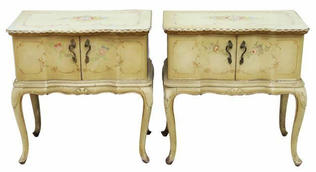 Appraisal: pair Venetian painted bedside cabinets mid th c shaped top