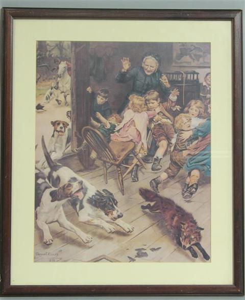 Appraisal: FIVE WORKS ON PAPER 'Childern Running from Dogs' 'Pomeranian Lap