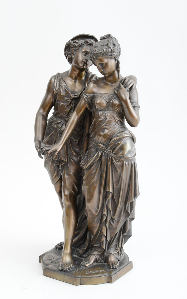 Appraisal: AFTER EUTROPE BOURET - TWO YOUNG LOVERS Bronze patinated inscribed