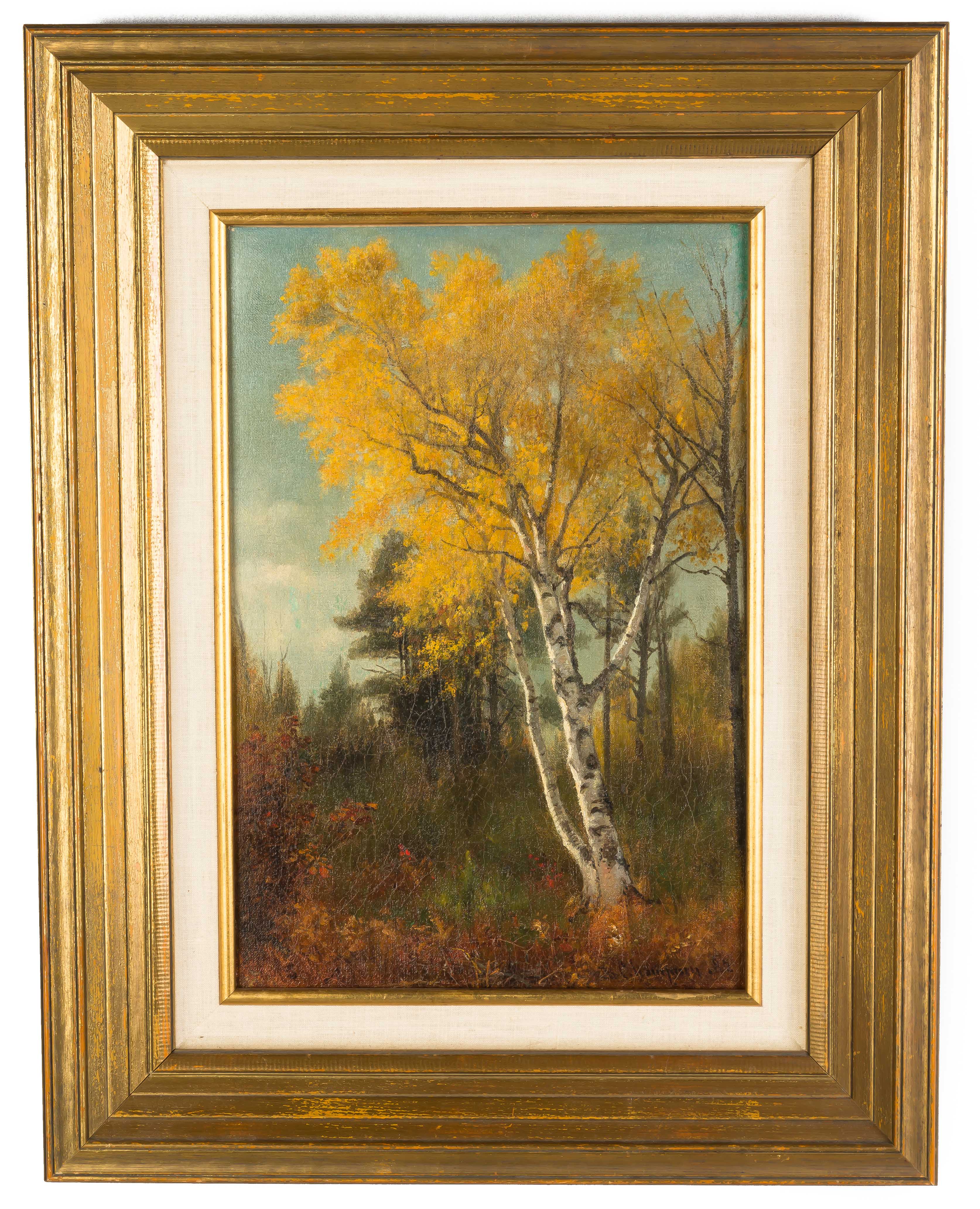 Appraisal: Benjamin Champney River Birches in Autumn Signed lower right B