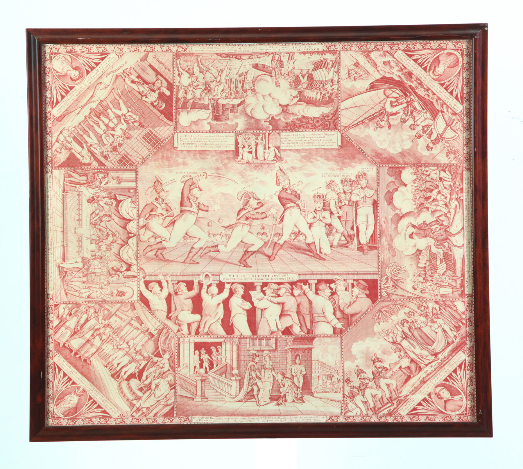 Appraisal: POLITICAL TEXTILE Probably England ca plate printed cotton Red on