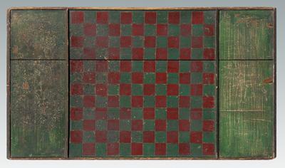 Appraisal: Red and green painted game board red and green checkerboard