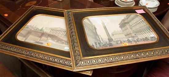 Appraisal: Pair of French hand-colored lithographs framed Estimate - No condition