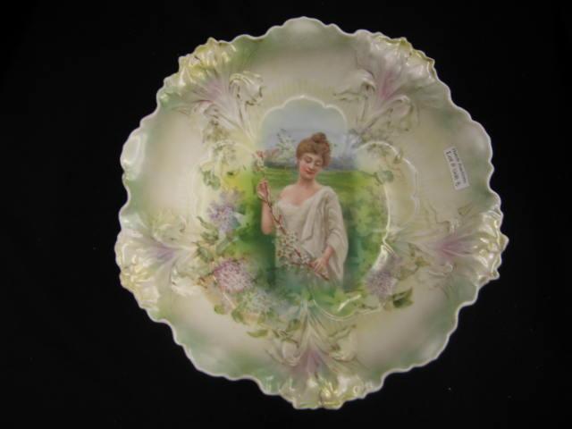 Appraisal: R S Prussia Porcelain Portrait Bowl Spring iris style mold