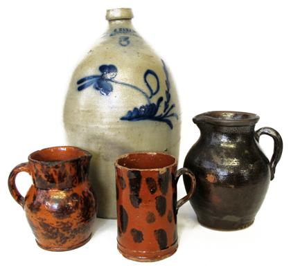 Appraisal: Group of redware and stoneware itemspennsylvania th century