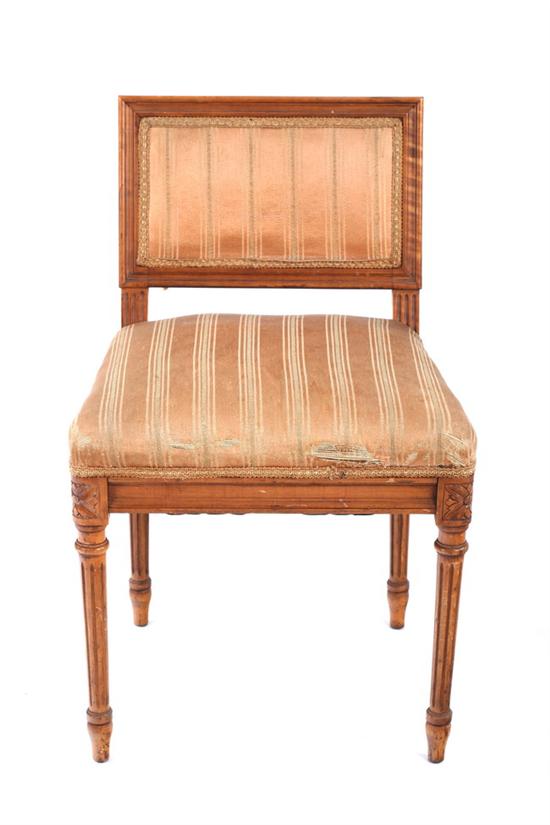 Appraisal: LOUIS XVI STYLE FRUITWOOD VANITY CHAIR th century Padded back